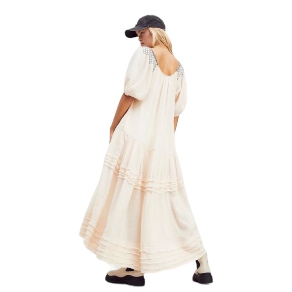 FREE PEOPLE Sunday Stroll Maxi Dress in Ivory Combo. Size Medium - Picture 4 of 16